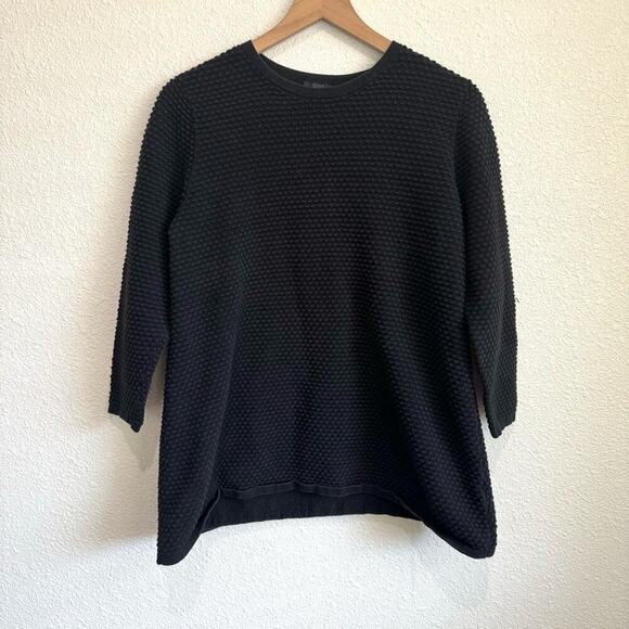 Cos Women's Large Pullover Sweater Textured Black Casual Cotton Comfy Minimal - Picture 1 of 9